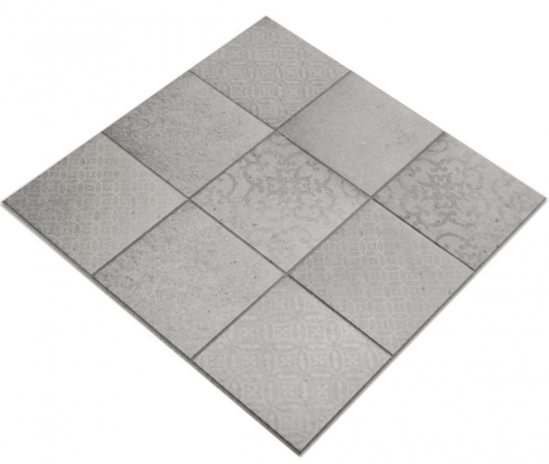 Campione a mano mosaico autoadesivo in vinile ornamento grigio shabby chic MOS200-SCELLO_m