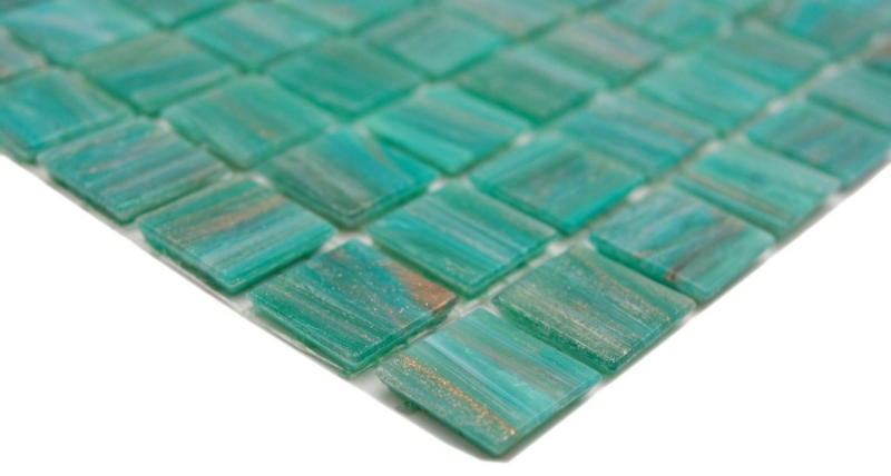 Mosaico di vetro dipinto a mano tessere di mosaico verde turchese rame iridescente MOS230-G65_m