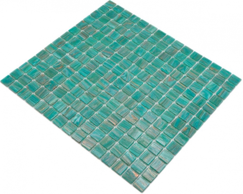 Mosaico di vetro dipinto a mano tessere di mosaico verde turchese rame iridescente MOS230-G65_m