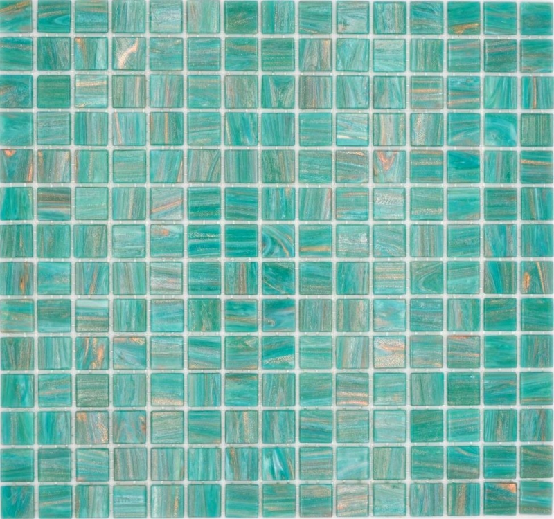 Mosaico di vetro dipinto a mano tessere di mosaico verde turchese rame iridescente MOS230-G65_m