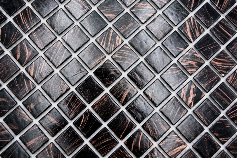 Mosaico di vetro dipinto a mano tessere di mosaico Nero rame iridescente scintillante MOS230-G49_m