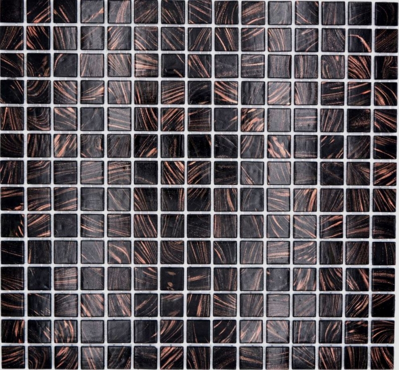 Mosaico di vetro dipinto a mano tessere di mosaico Nero rame iridescente scintillante MOS230-G49_m