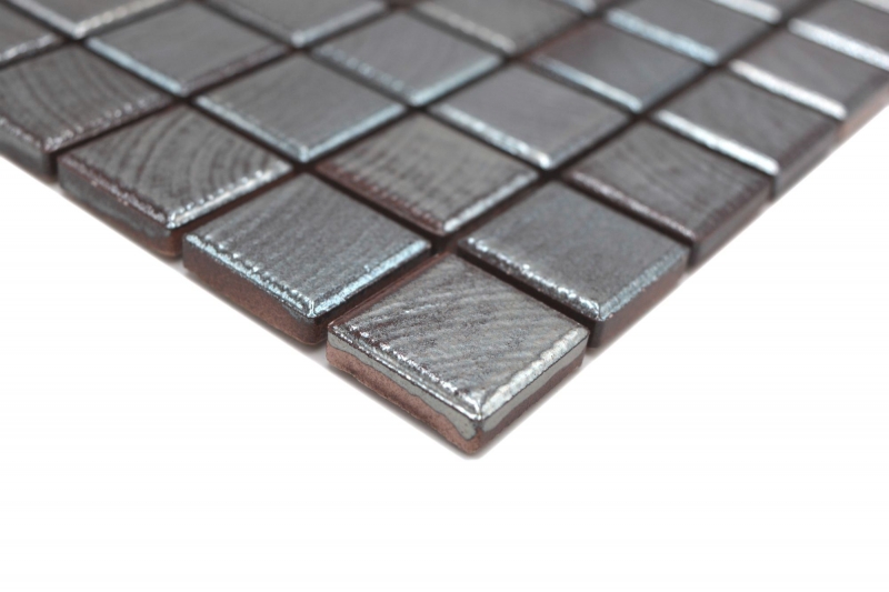 Jasba Senja Mosaico ceramico puro in gres wengé-metallico lucido effetto metallo cucina bagno doccia MOSJB27 1 tappetino