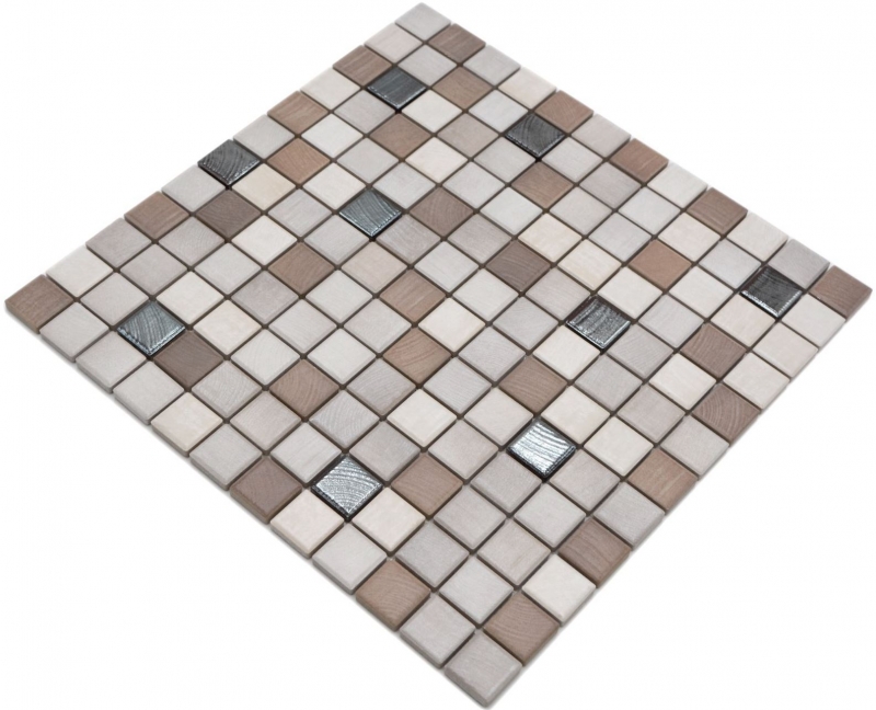 Jasba Senja Mosaico puro in ceramica gres misto legno metallizzato opaco effetto legno cucina bagno doccia MOSJB06 1 tappetino