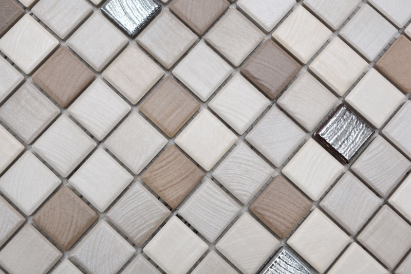 Jasba Senja Mosaico puro in ceramica gres misto legno metallizzato opaco effetto legno cucina bagno doccia MOSJB06 1 tappetino
