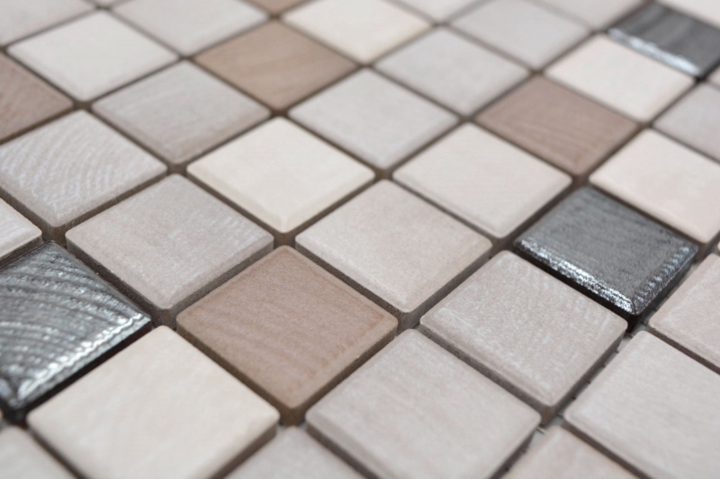 Jasba Senja Mosaico puro in ceramica gres misto legno metallizzato opaco effetto legno cucina bagno doccia MOSJB06 1 tappetino