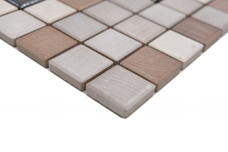 Jasba Senja Mosaico puro in ceramica gres misto legno metallizzato opaco effetto legno cucina bagno doccia MOSJB06 1 tappetino