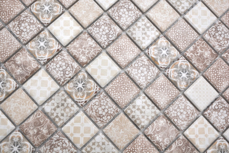 Jasba Pattern mosaico in ceramica gres beige-marrone opaco look retrò cucina bagno doccia MOSJBPV01 1 tappetino