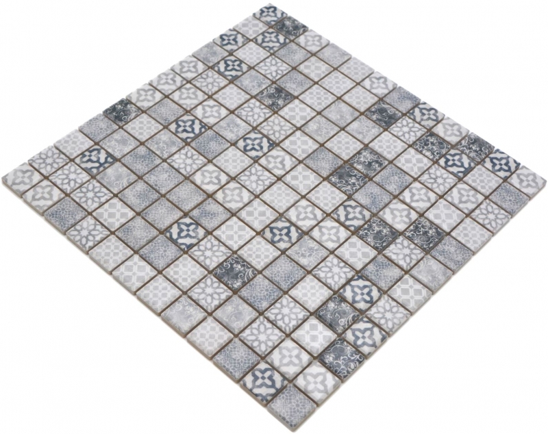 Jasba Pattern mosaico ceramica gres grigio opaco look retrò cucina bagno doccia MOSJBPV02 1 tappetino