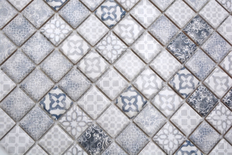 Jasba Pattern mosaico ceramica gres grigio opaco look retrò cucina bagno doccia MOSJBPV02 1 tappetino