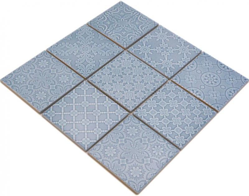 Jasba Clara mosaico in ceramica gres nordico blu lucido look retrò cucina bagno doccia MOSJBC135 1 tappetino