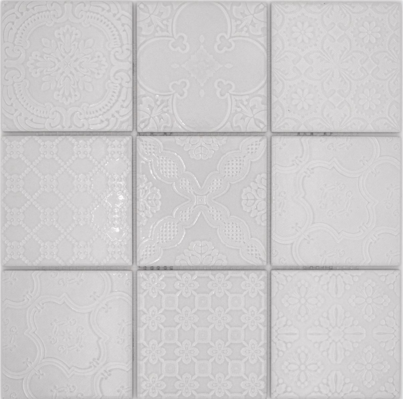 Jasba Clara mosaico in ceramica gres paris grey lucido look retrò cucina bagno doccia MOSJBC138 1 tappetino