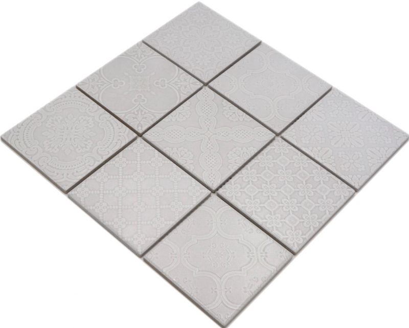 Jasba Clara mosaico in ceramica gres paris grey lucido look retrò cucina bagno doccia MOSJBC138 1 tappetino
