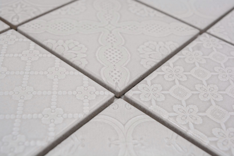 Jasba Clara mosaico in ceramica gres paris grey lucido look retrò cucina bagno doccia MOSJBC138 1 tappetino