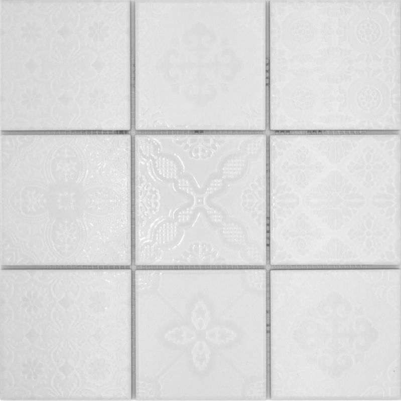 Jasba Clara mosaico ceramico in gres bianco lucido look retrò cucina bagno doccia MOSJBC139 1 tappetino