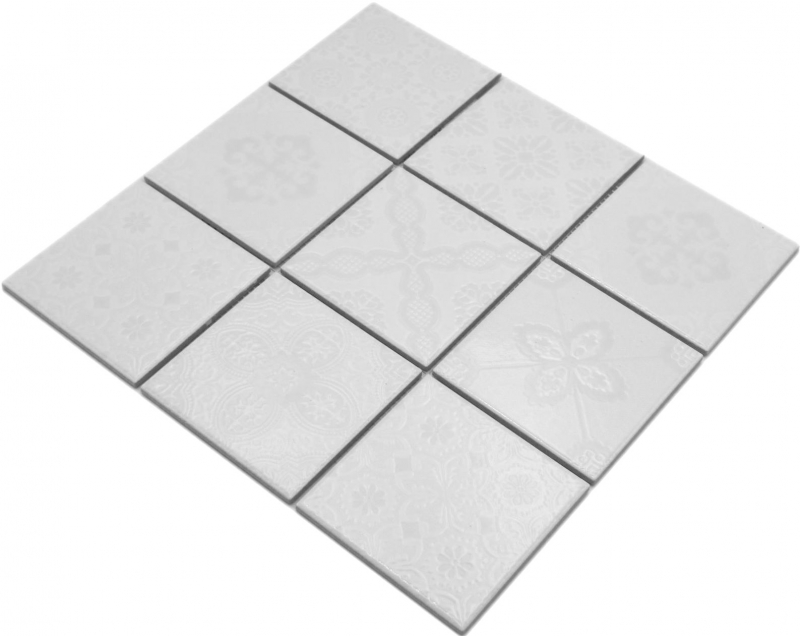 Jasba Clara mosaico ceramico in gres bianco lucido look retrò cucina bagno doccia MOSJBC139 1 tappetino