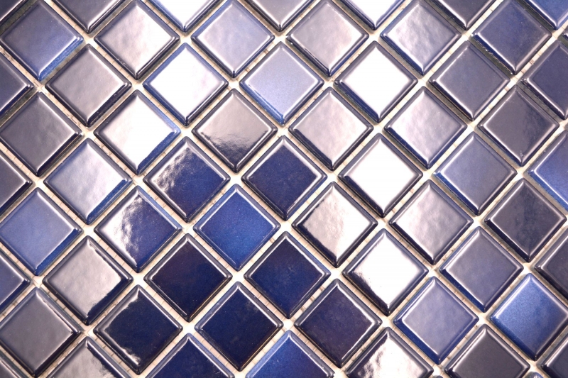 Jasba Agrob Buchtal Fresh mosaico in ceramica gres blu intenso mix lucido cucina bagno doccia MOSJBF217 1 tappetino