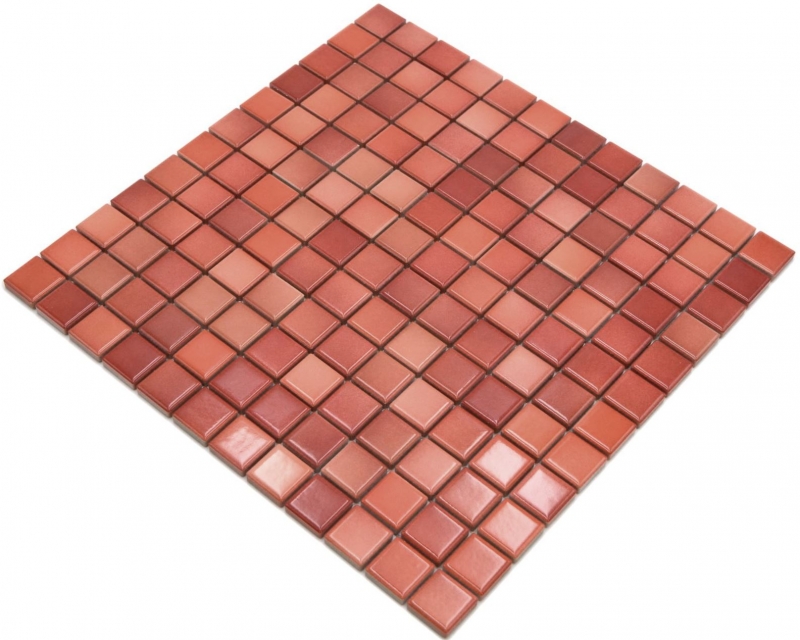 Jasba Agrob Buchtal Fresh mosaico in ceramica gres rosso mattone mix lucido cucina bagno doccia MOSJBF218 1 tappetino