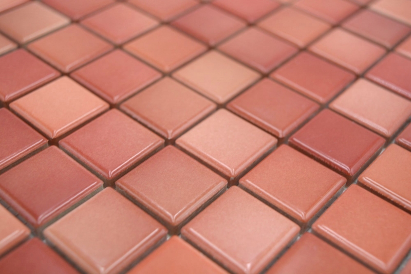 Jasba Agrob Buchtal Fresh mosaico in ceramica gres rosso mattone mix lucido cucina bagno doccia MOSJBF218 1 tappetino