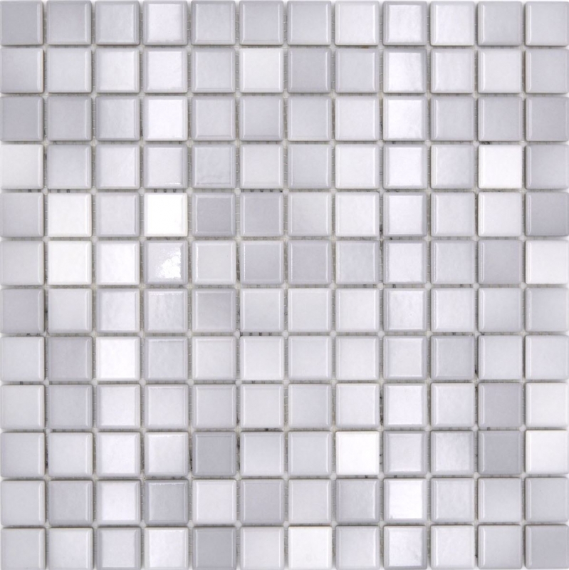 Jasba Agrob Buchtal Fresh mosaico in ceramica gres grigio argento mix lucido cucina bagno doccia MOSJBF219 1 tappetino