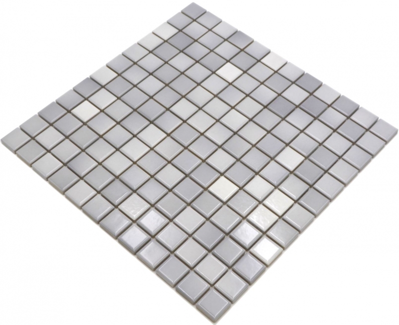 Jasba Agrob Buchtal Fresh mosaico in ceramica gres grigio argento mix lucido cucina bagno doccia MOSJBF219 1 tappetino