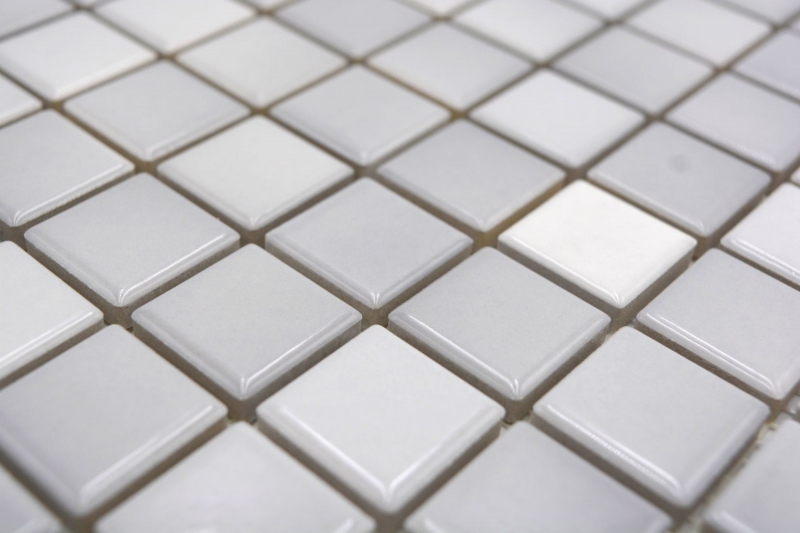 Jasba Agrob Buchtal Fresh mosaico in ceramica gres grigio argento mix lucido cucina bagno doccia MOSJBF219 1 tappetino