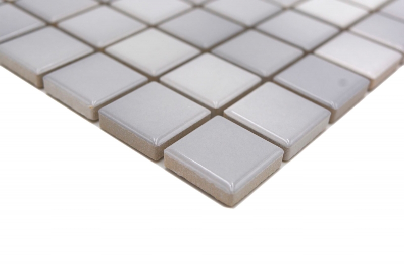 Jasba Agrob Buchtal Fresh mosaico in ceramica gres grigio argento mix lucido cucina bagno doccia MOSJBF219 1 tappetino