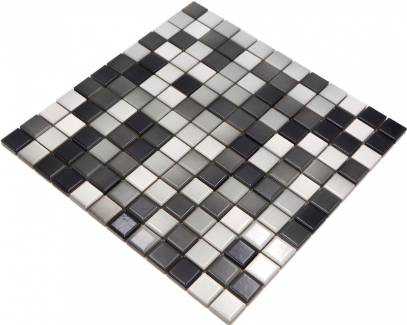 Jasba Agrob Buchtal Fresh mosaico ceramica gres bianco grigio mix lucido cucina bagno doccia MOSJBF221 1 tappetino
