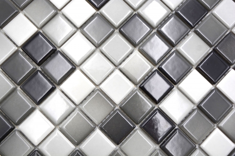 Jasba Agrob Buchtal Fresh mosaico ceramica gres bianco grigio mix lucido cucina bagno doccia MOSJBF221 1 tappetino