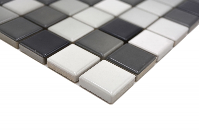 Jasba Agrob Buchtal Fresh mosaico ceramica gres bianco grigio mix lucido cucina bagno doccia MOSJBF221 1 tappetino