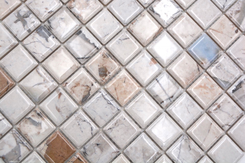 Jasba Agrob Buchtal Fresh Marble & More mosaico in ceramica gres illusione beige lucido aspetto marmo cucina bagno doccia MOSJBMM18 1 tappetino