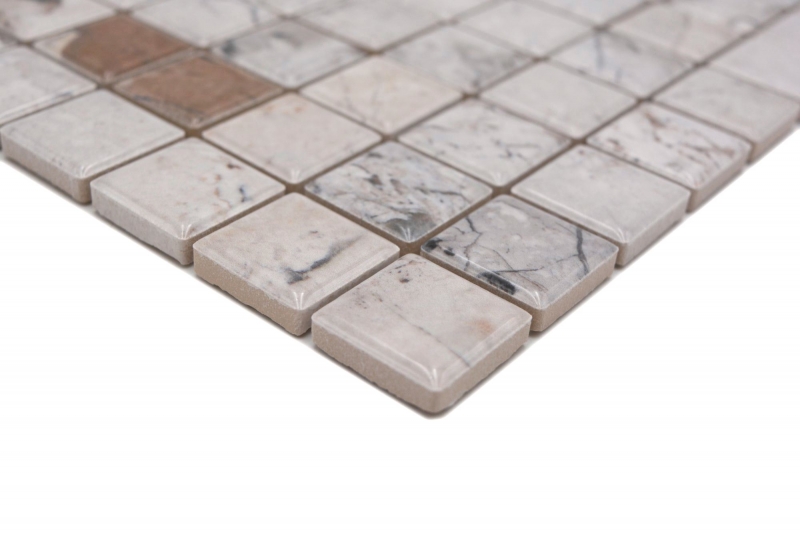 Jasba Agrob Buchtal Fresh Marble & More mosaico in ceramica gres illusione beige lucido aspetto marmo cucina bagno doccia MOSJBMM18 1 tappetino