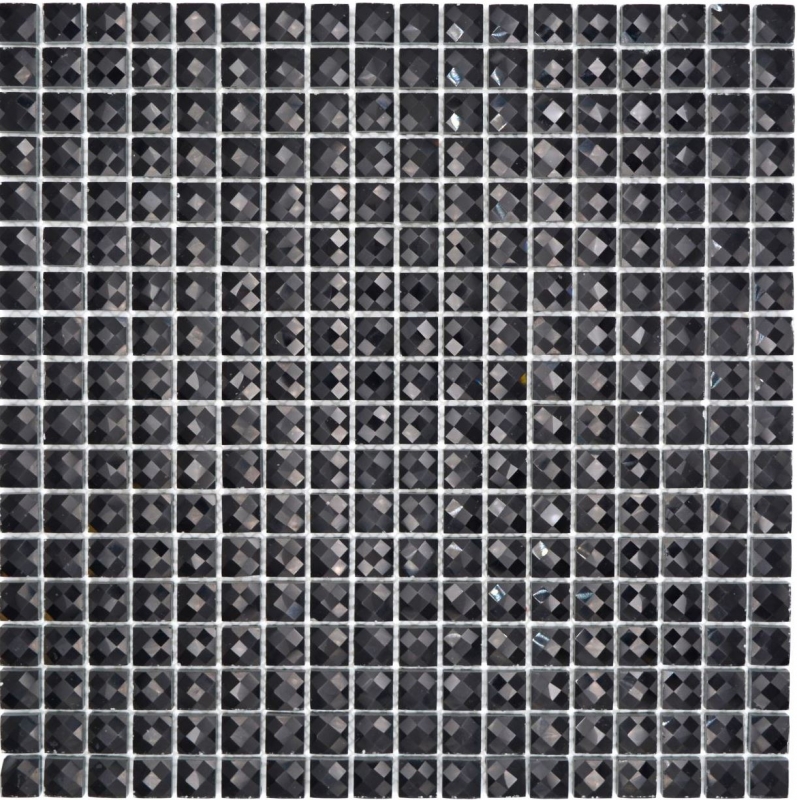 Mosaico di vetro QUADRAT CRYSTAL GLITTER BLACK MOS130-B824 1 tappetino
