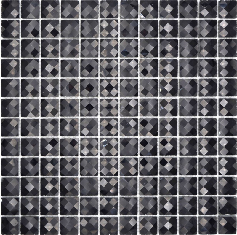Mosaico di vetro QUADRAT CRYSTAL GLITTER BLACK MOS130-X826 1 tappetino