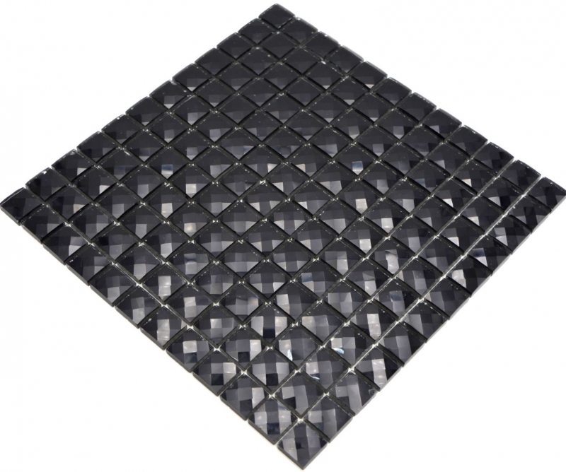 Mosaico di vetro QUADRAT CRYSTAL GLITTER BLACK MOS130-X826 1 tappetino