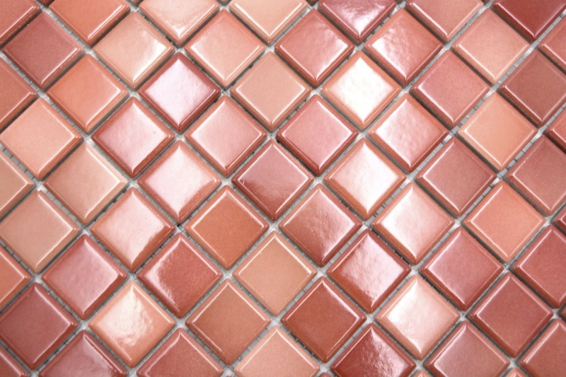 Piastrelle di ceramica a mosaico Jasba rosso mattone mix lucido n.d. Rivestimento della cucina rivestimento del bagno rivestimento della doccia / 10 tappetini a mosaico