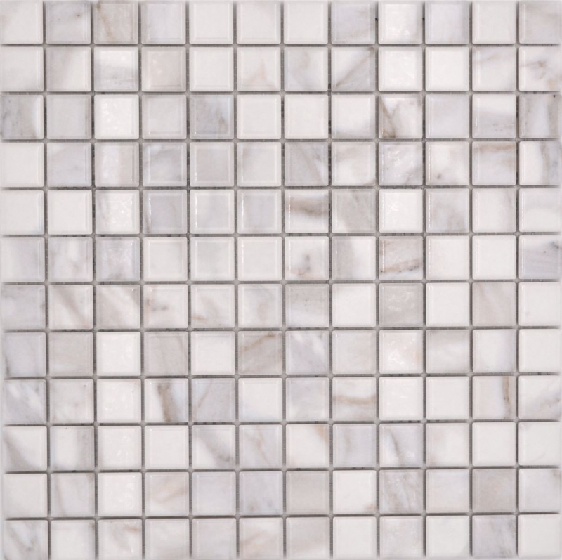 Piastrelle di ceramica a mosaico Jasba carrara look bianco lucido look marmo parete cucina piastrelle bagno parete doccia / 10 tappetini a mosaico