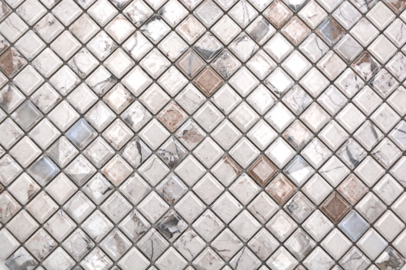 Piastrelle di ceramica a mosaico Jasba illusion beige lucido aspetto marmo muro cucina bagno piastrelle doccia / 10 tappetini a mosaico