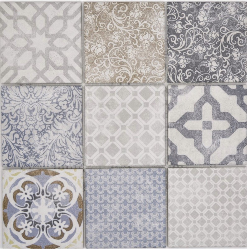 Motivo a mano Jasba Motivo a mosaico in ceramica gres multicolore opaco look retrò cucina bagno doccia MOSJBPV20_m