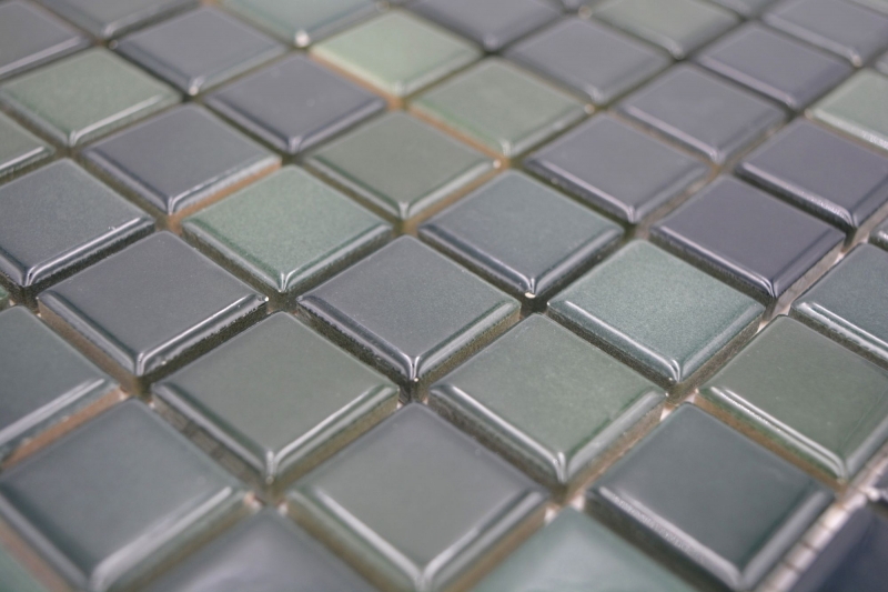 Motivo a mano Jasba Agrob Buchtal Mosaico fresco in ceramica gres verde bosco mix lucido cucina bagno doccia MOSJBF216_m