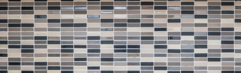 Piastrella di mosaico in ceramica beige chiaro aste grigie non smaltate in vetro MOS24-CUSTG61_f