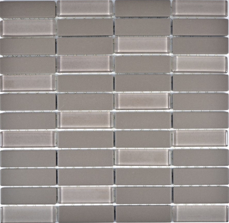 Piastrella di mosaico in ceramica tondini grigio vetro non smaltato MOS24-0204_f