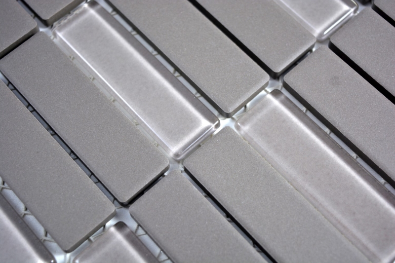 Piastrella di mosaico in ceramica tondini grigio vetro non smaltato MOS24-0204_f