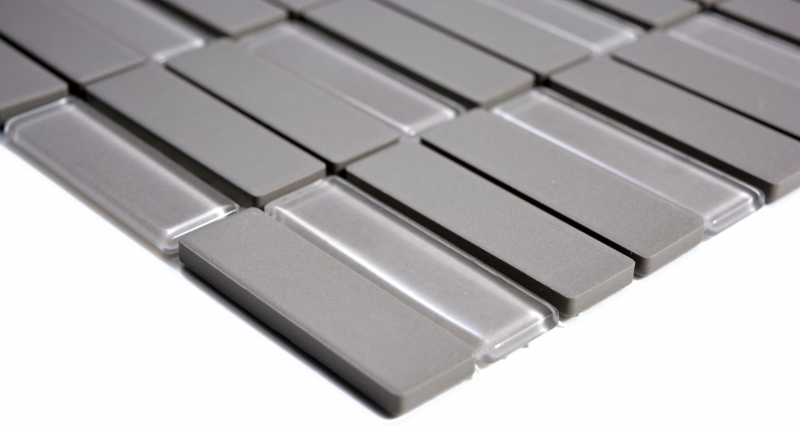 Piastrella di mosaico in ceramica tondini grigio vetro non smaltato MOS24-0204_f