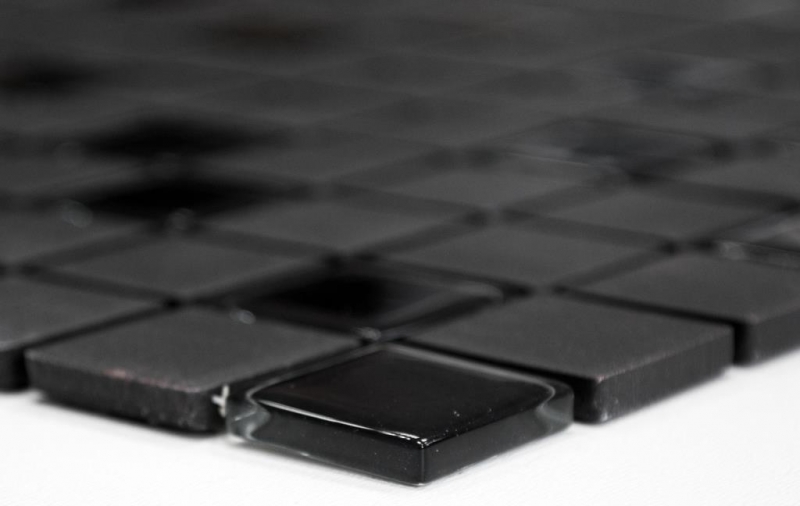 Piastrella a mosaico in ceramica nera non smaltata backsplash in vetro MOS18-CUG70_f