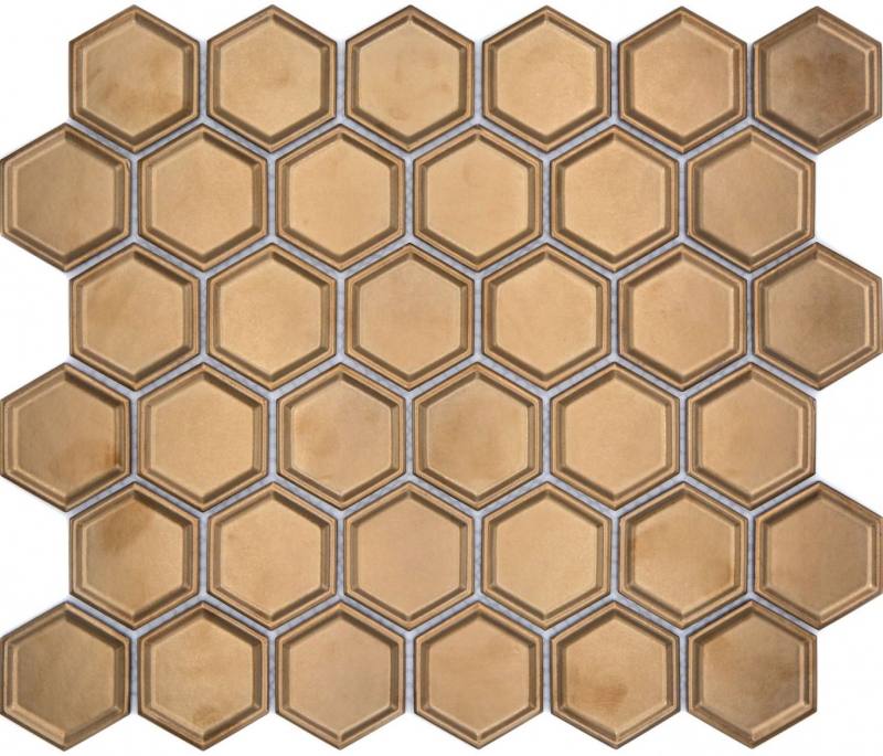 BRONZO ESAGONO MIELE / 10 tessere di mosaico 14-09BR_f