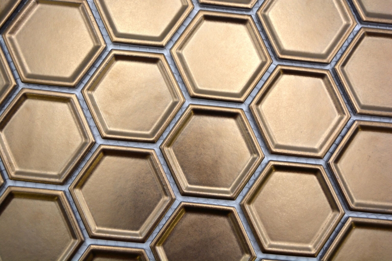 BRONZO ESAGONO MIELE / 10 tessere di mosaico 14-09BR_f