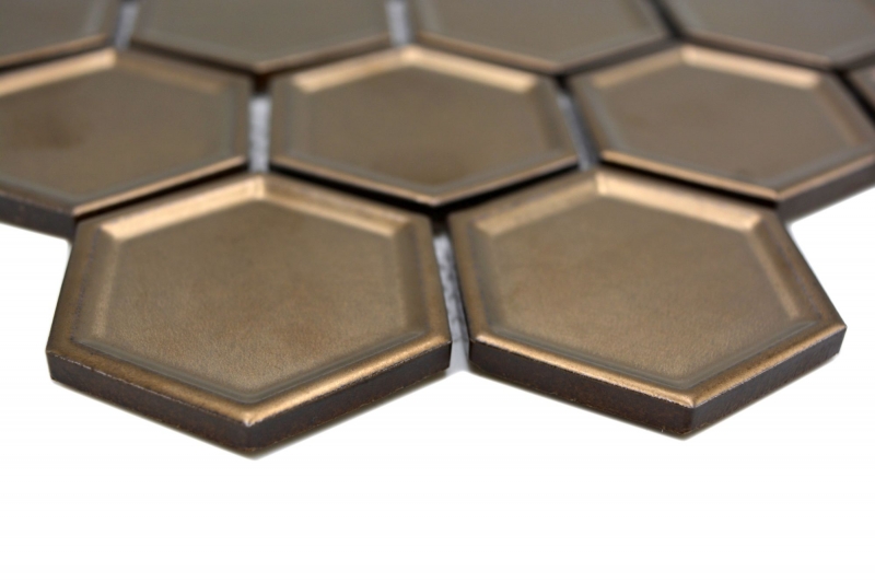 BRONZO ESAGONO MIELE / 10 tessere di mosaico 14-09BR_f