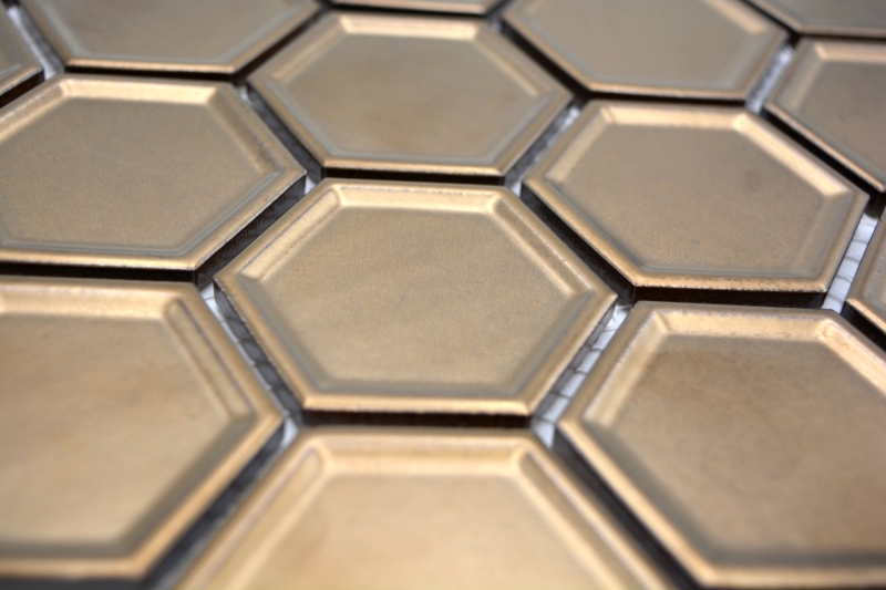 BRONZO ESAGONO MIELE / 10 tessere di mosaico 14-09BR_f
