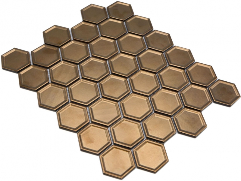 BRONZO ESAGONO MIELE / 10 tessere di mosaico 14-09BR_f
